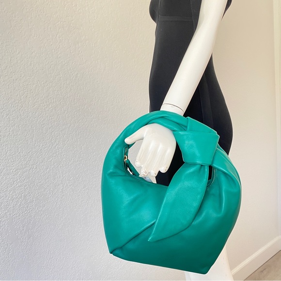 Zara blue green leather handbag - Picture 4 of 13